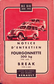 Notice Renault Fourgonette 300 kg.